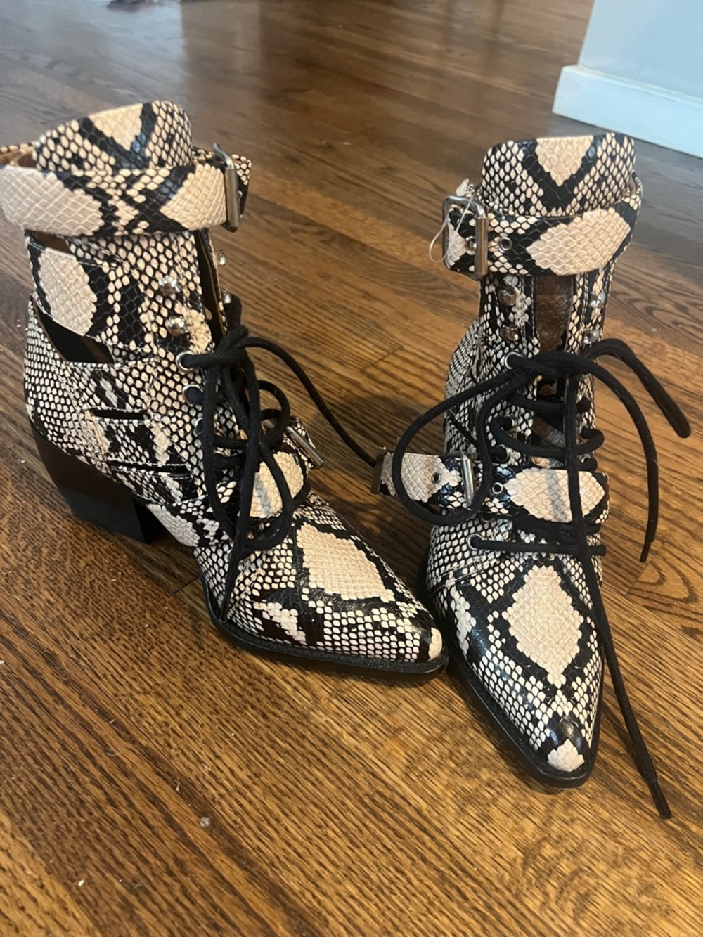 Chloé snakeskin cutout boots